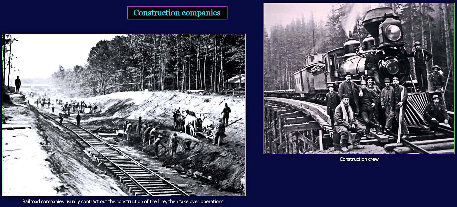 Railroad construction companies, 1870